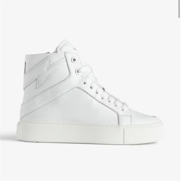 NIB Zadig & Voltaire HIGH FLASH CHUNKY SMOOTH Platform High-top 37 Blanc White 6 - Picture 1 of 12